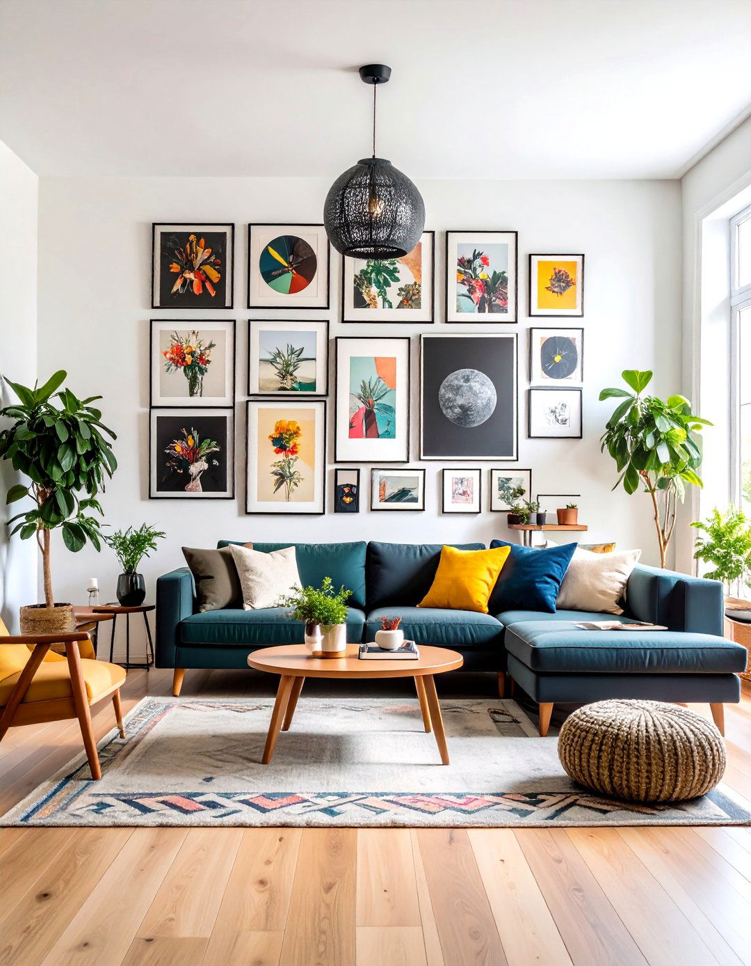 Gallery Style Personal Art Wall - 20 Budget Apartment Living Room Ideas