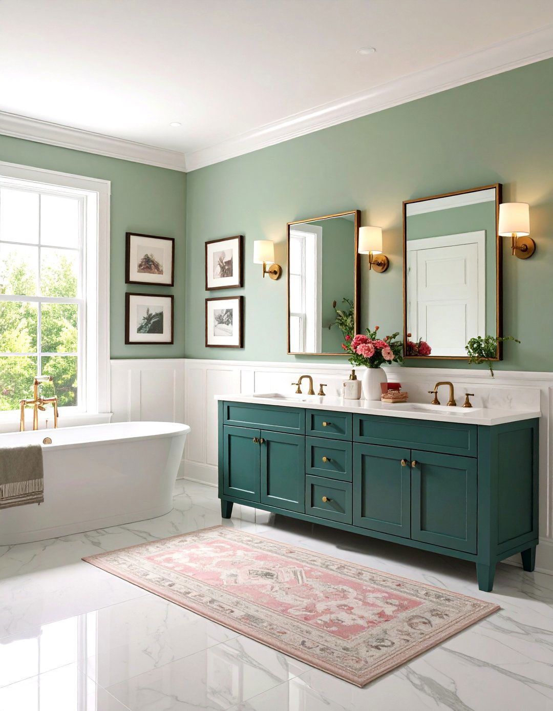 Gallery Style Picture Frame Wainscoting for Personal Touch - 20 Powder Room Wainscoting Ideas
