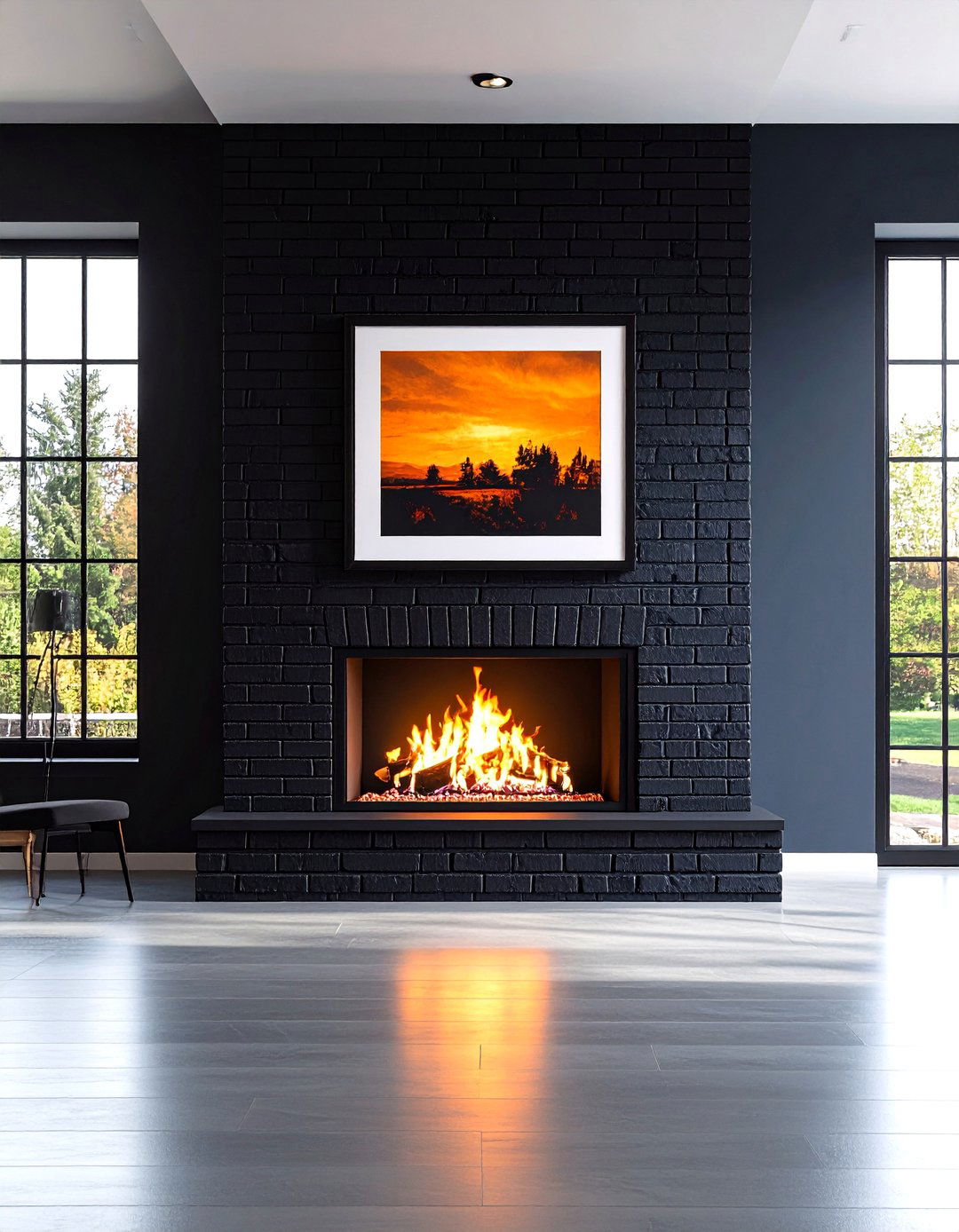 Gallery Wall Black Brick Fireplace - 20 Black Brick Fireplace Ideas