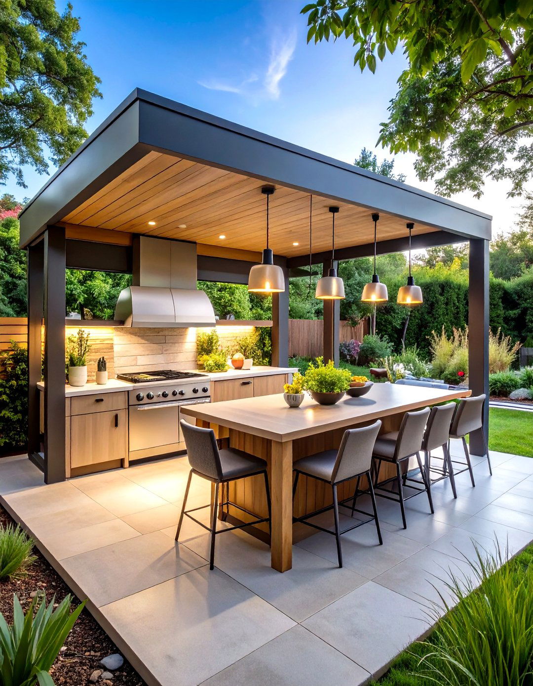 Galley Style Outdoor Kitchen with a Gazebo - 20 Outdoor Kitchen with a Gazebo Ideas