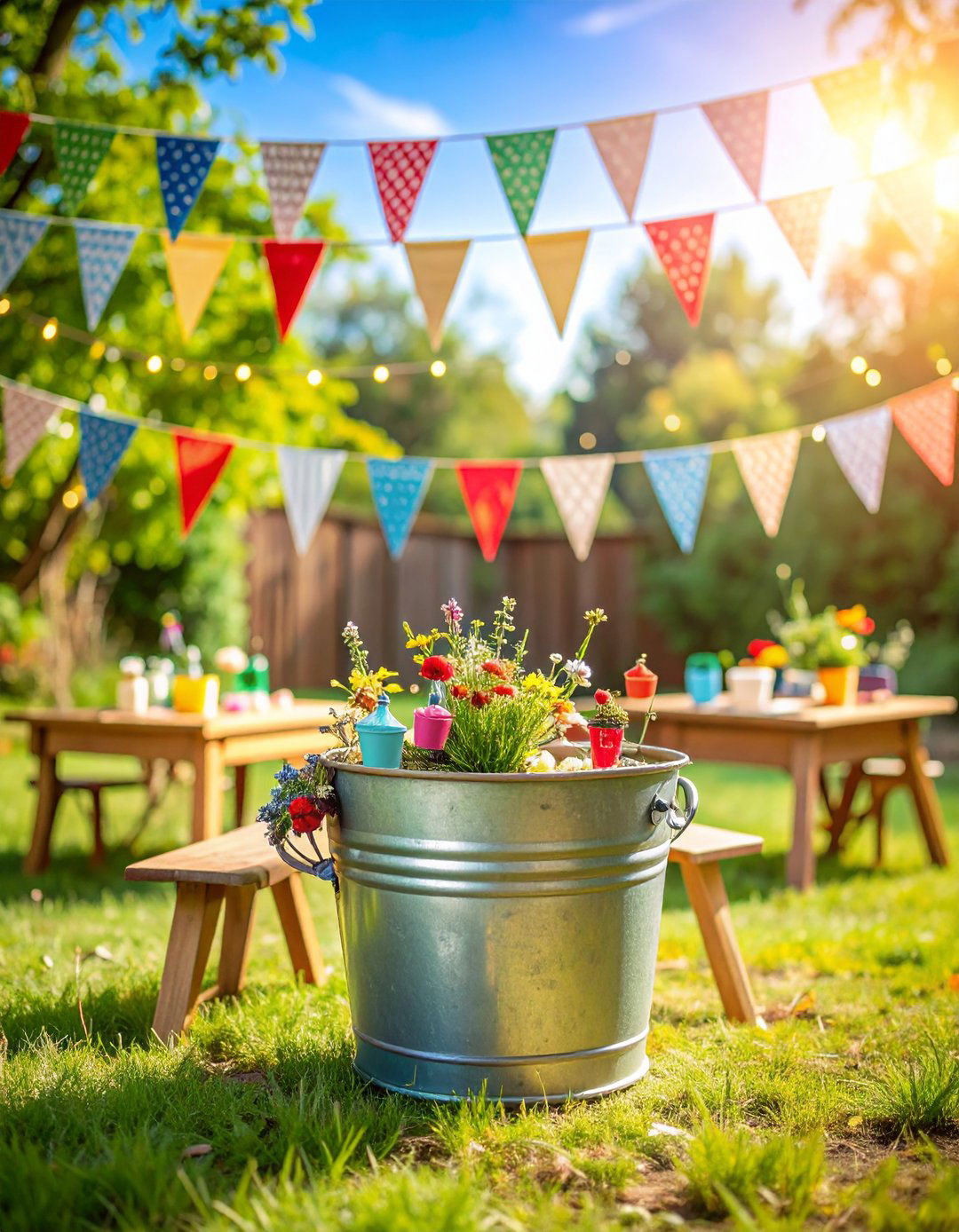 Galvanized Bucket Fairy Garden Container Farmhouse Party Tub - 20 Fairy Garden Container Ideas