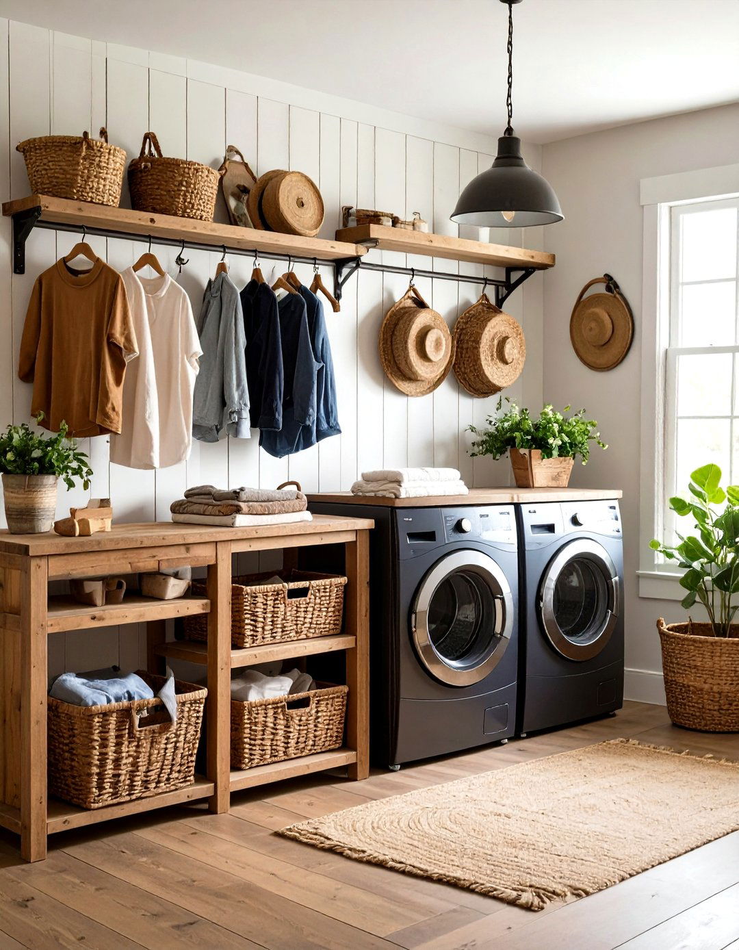 Galvanized Metal Accents and Hardware - 20 Farmhouse Laundry Room Ideas