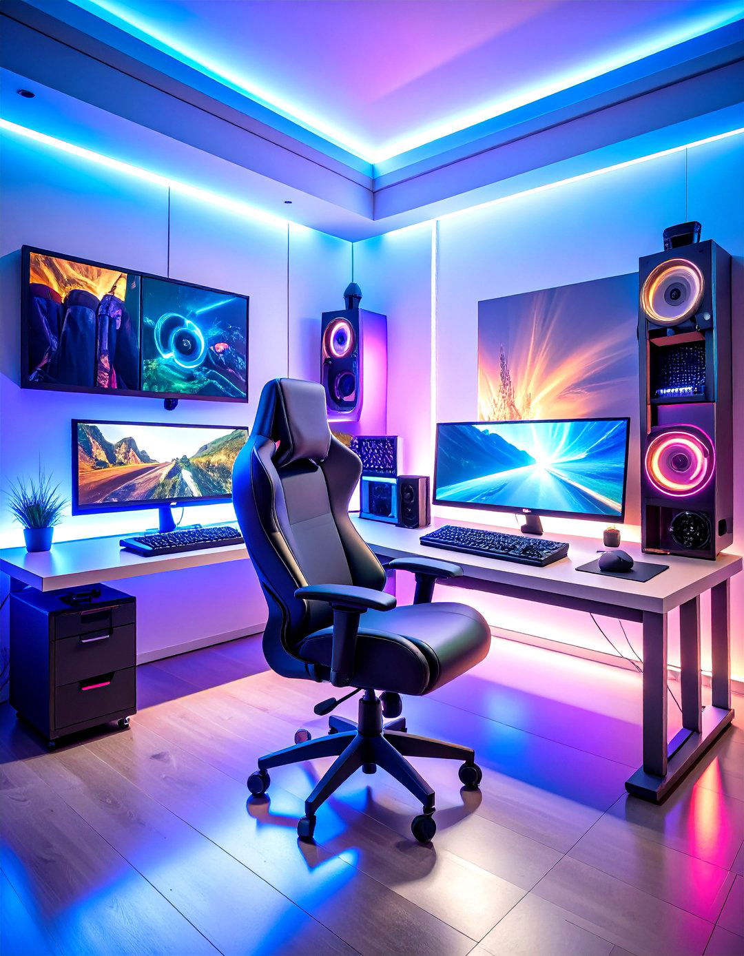 Gaming Focused Man Cave Office Setup - 20 Man Cave Office Ideas