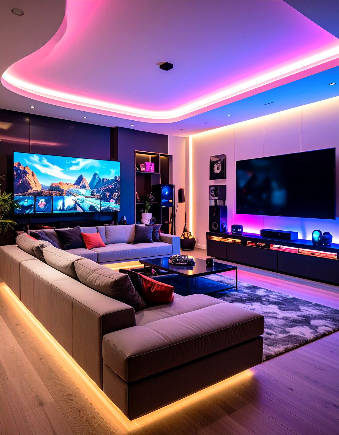 Gaming Focused Mens Living Room Setup - 20 Mens Living Room Ideas
