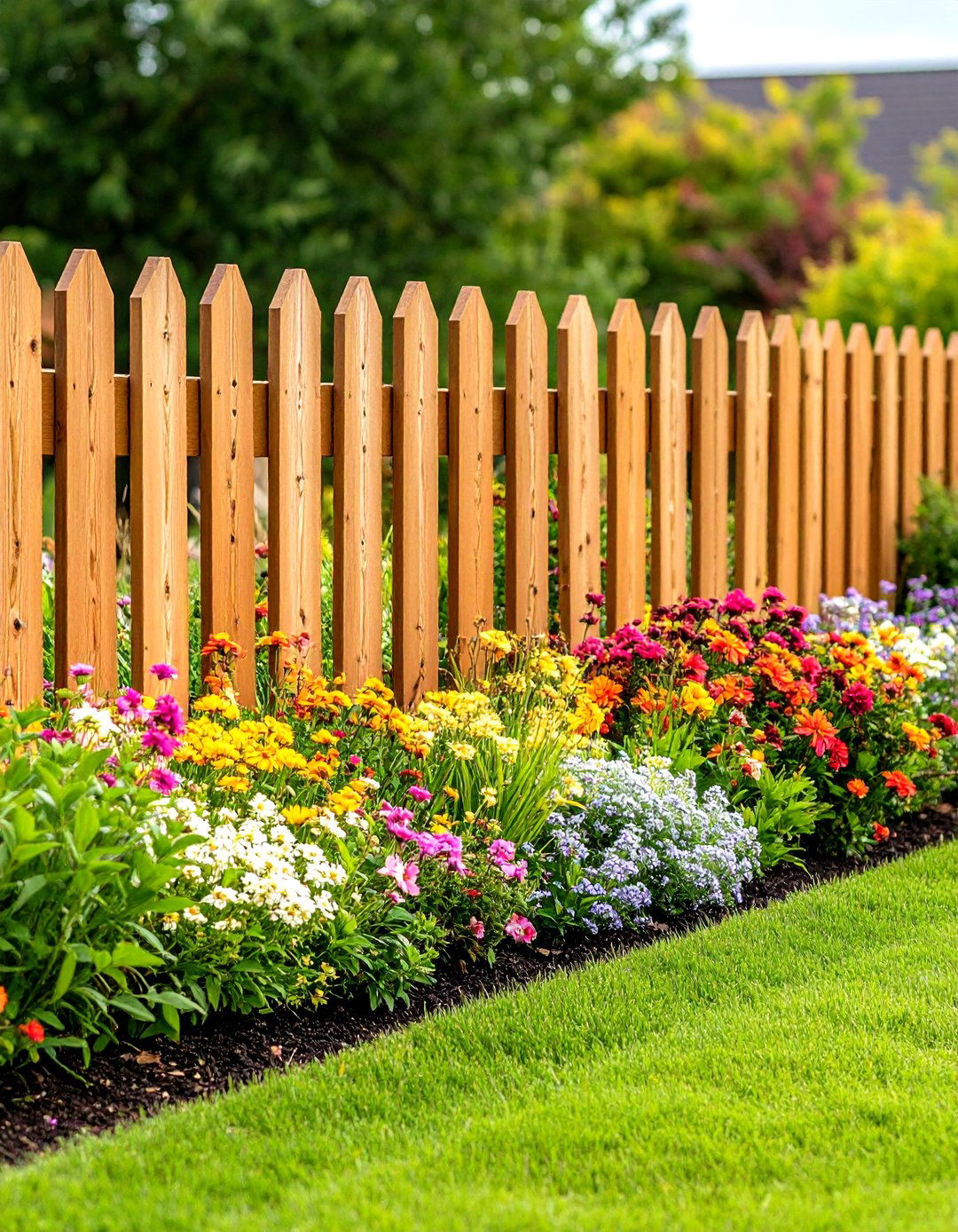 Garden Border with Ornamental Grasses - 20 Split Rail Fence Ideas