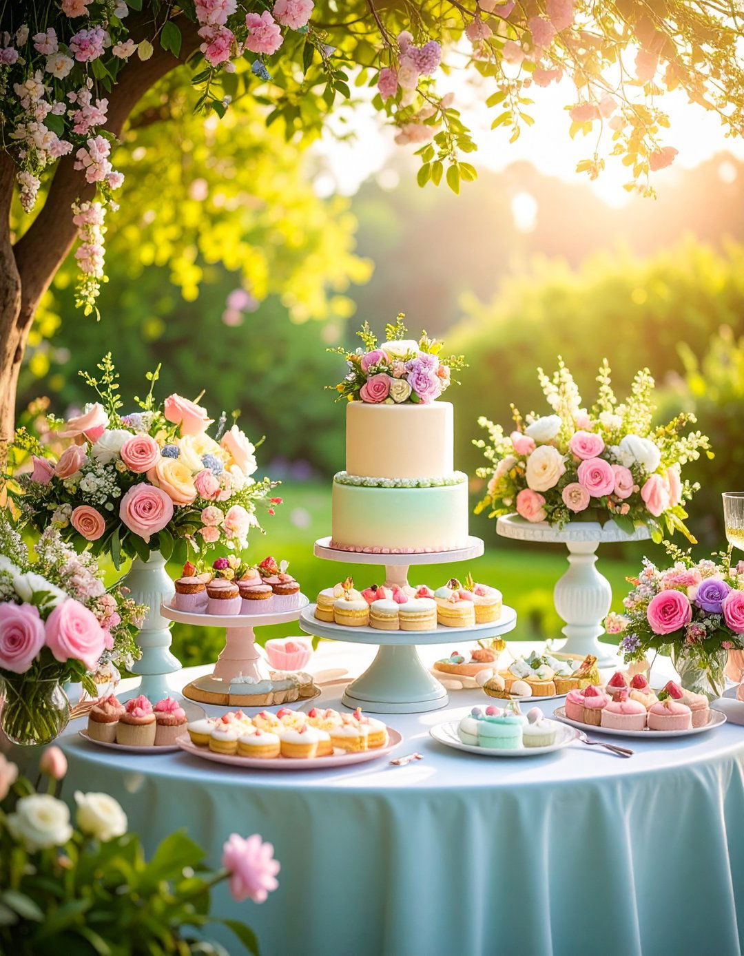 Garden Inspired Dessert Tables with Floral Accents - 20 Garden Wedding Ideas