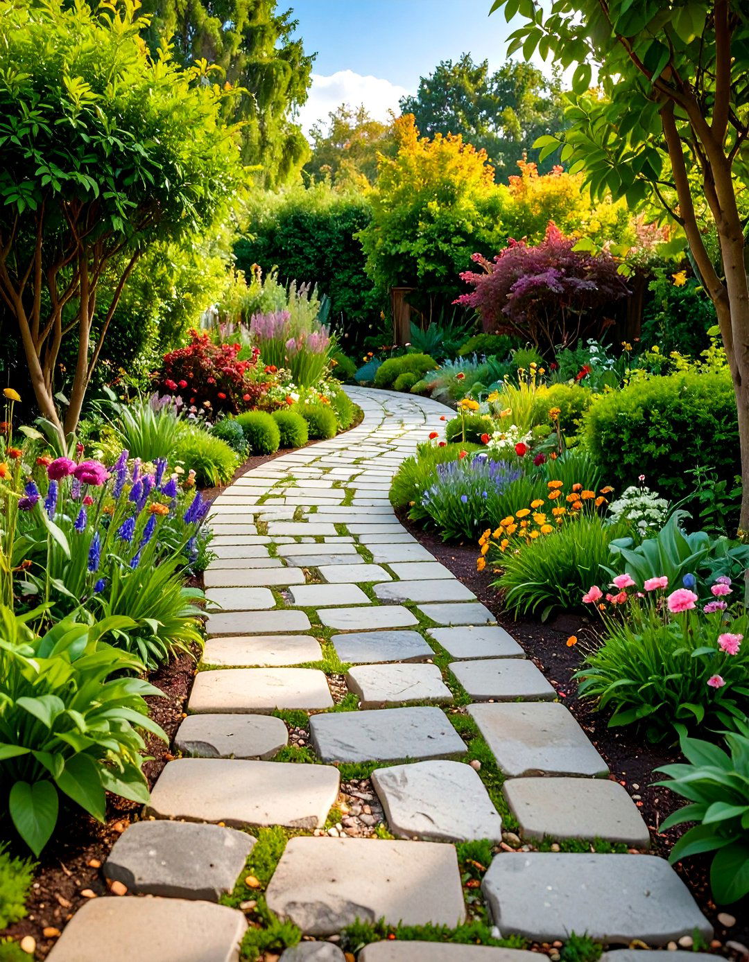 Garden Integrated Cobblestone Walkway - 20 Cobble Stone Walkway Ideas