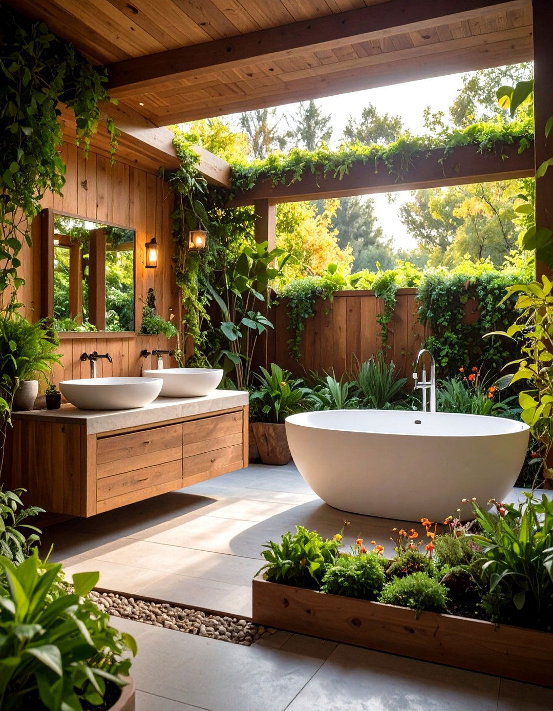 Garden Integrated Design - 20 Rustic Outdoor Bathroom Ideas