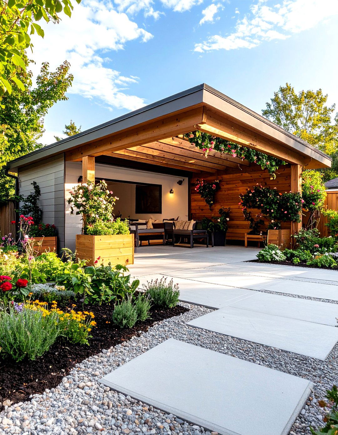 Garden Integrated Detached Garage Retreat - 20 Detached Garage Ideas