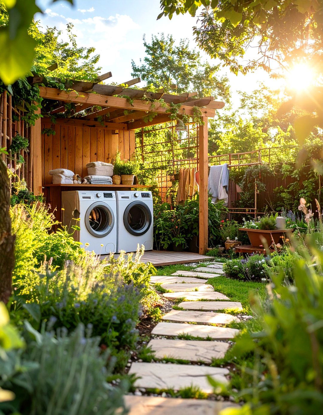 Garden Oasis Outdoor Laundry Area Design - 20 Outdoor Laundry Area Design Ideas