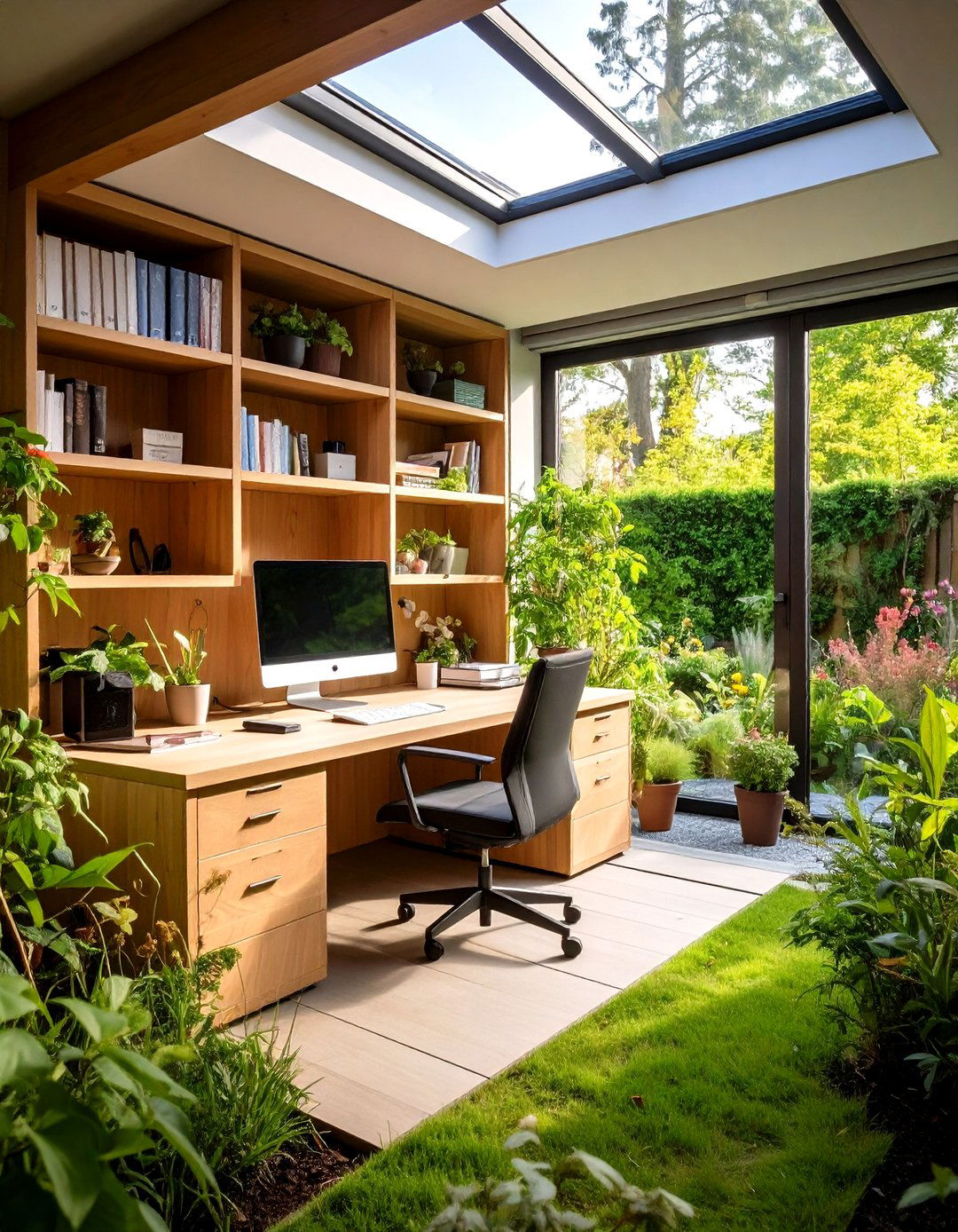 Garden Office with Built In Storage and Shelving - 20 Garden Office Ideas