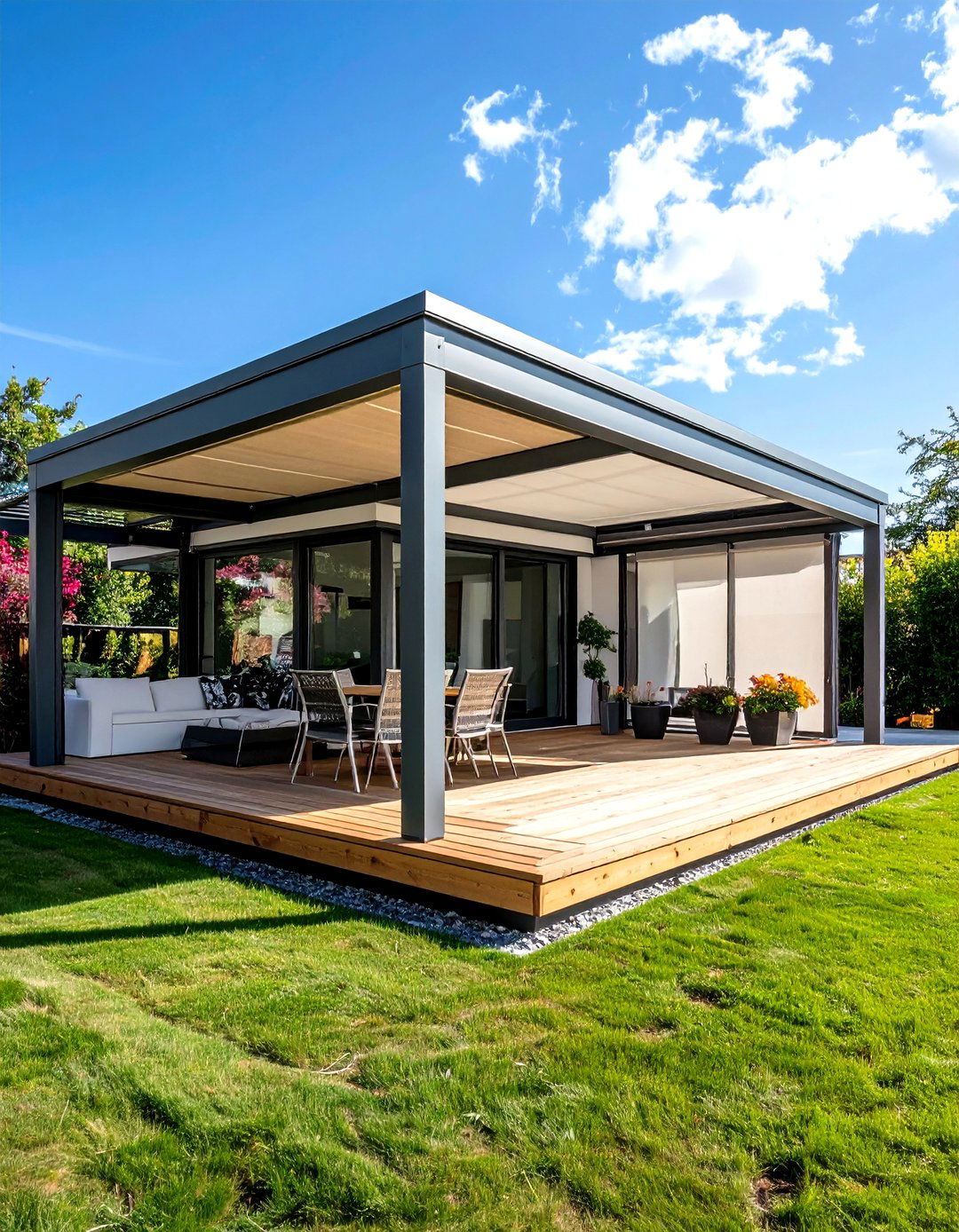 Garden Office with Canopy and Integrated Shading - 20 Garden Office Ideas