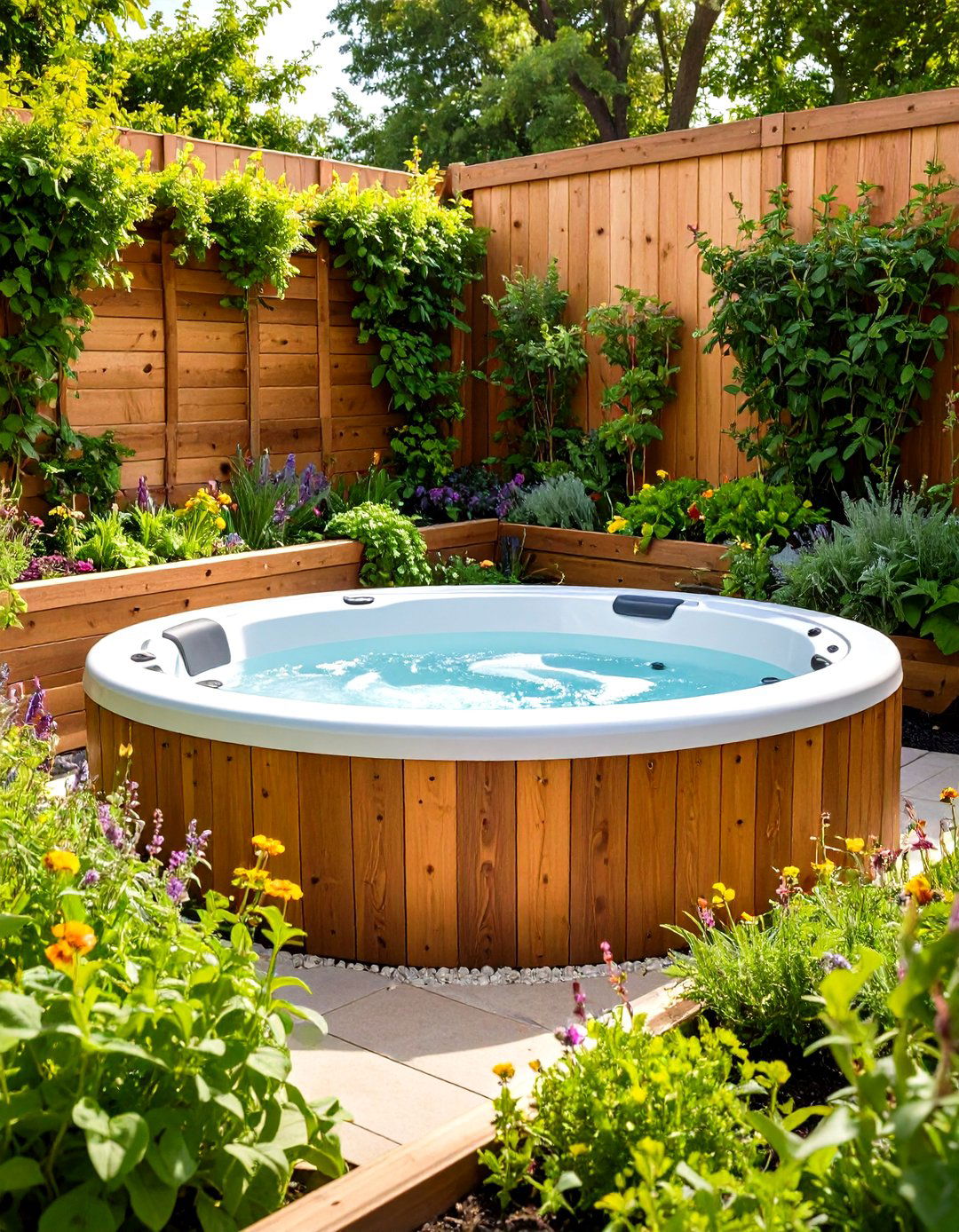 Garden Potager Sunken Spa - 20 Sunken Hot Tub Ideas