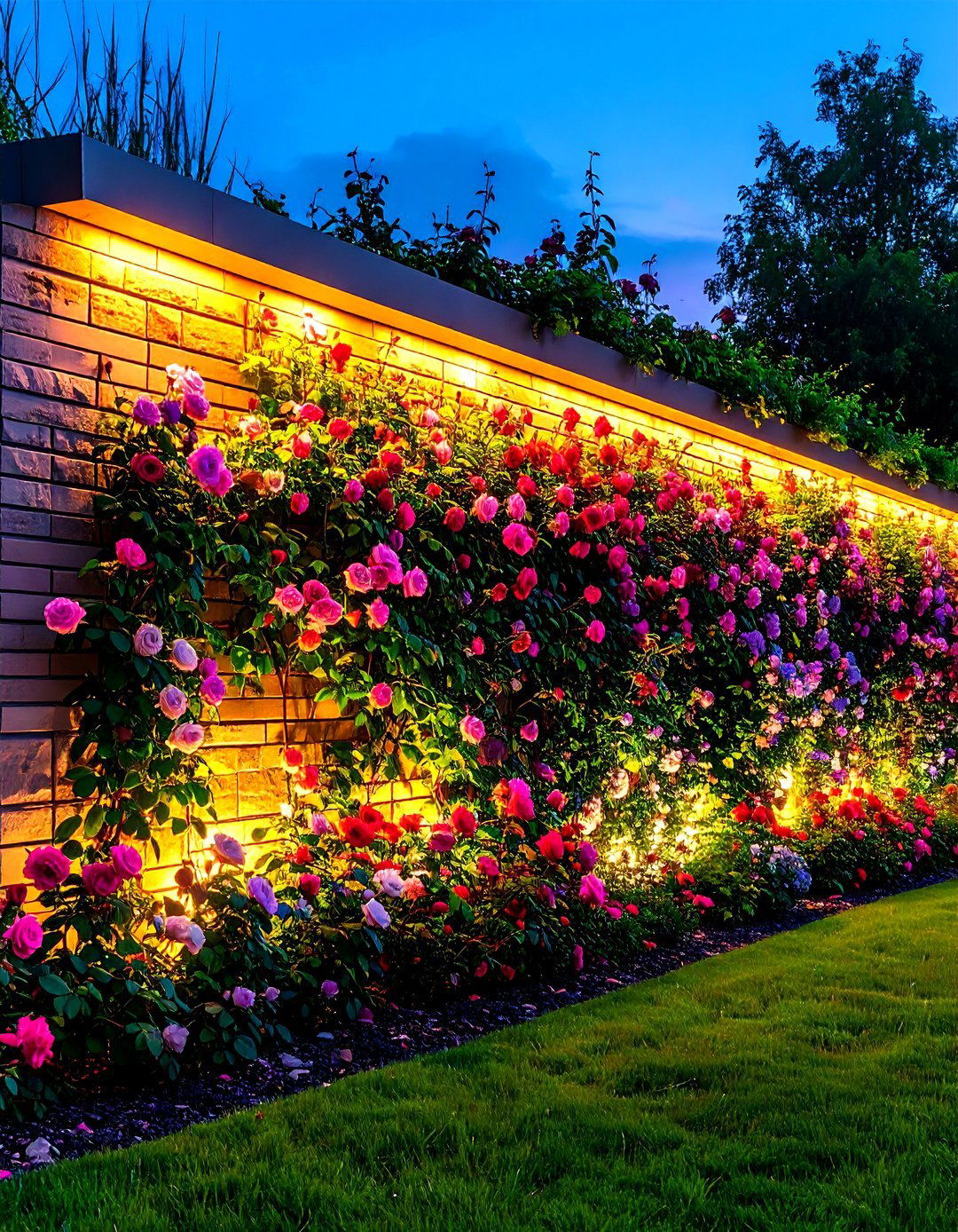 Garden Wall with Integrated Lighting - 20 Garden Wall Ideas