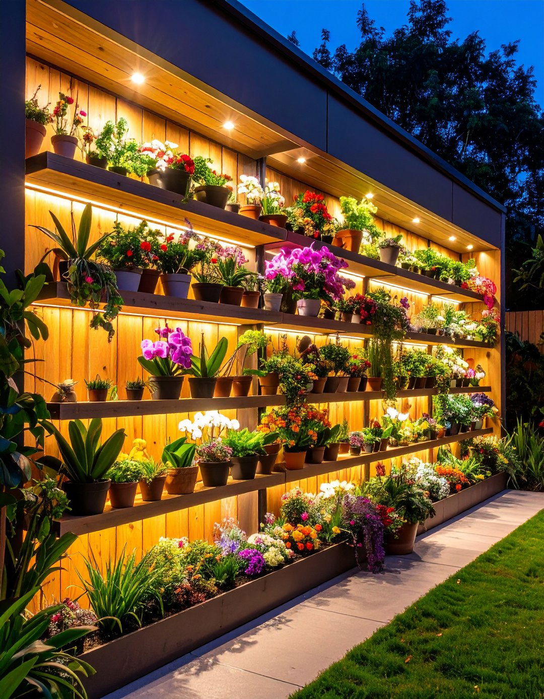 Garden Wall with Shelving and Display Nooks - 20 Garden Wall Ideas