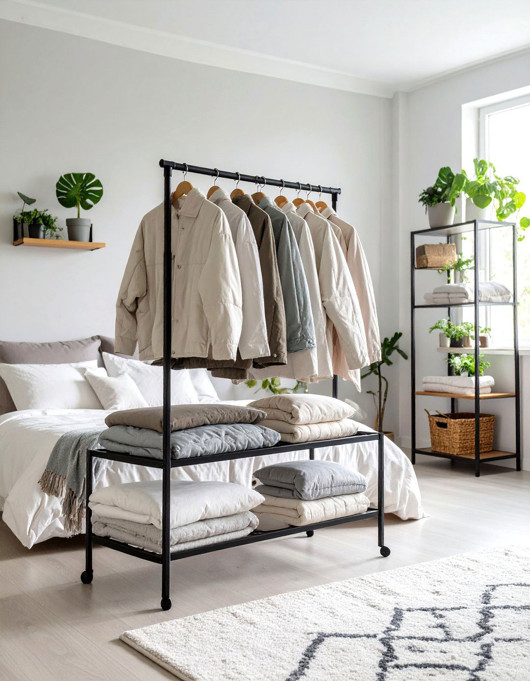 Garment Rack Comforter Storage - 20 Comforter Storage Ideas