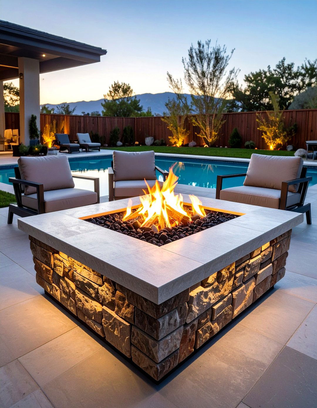 Gas Fueled Flagstone Fire Pit Table - 20 Flagstone Fire Pit Ideas