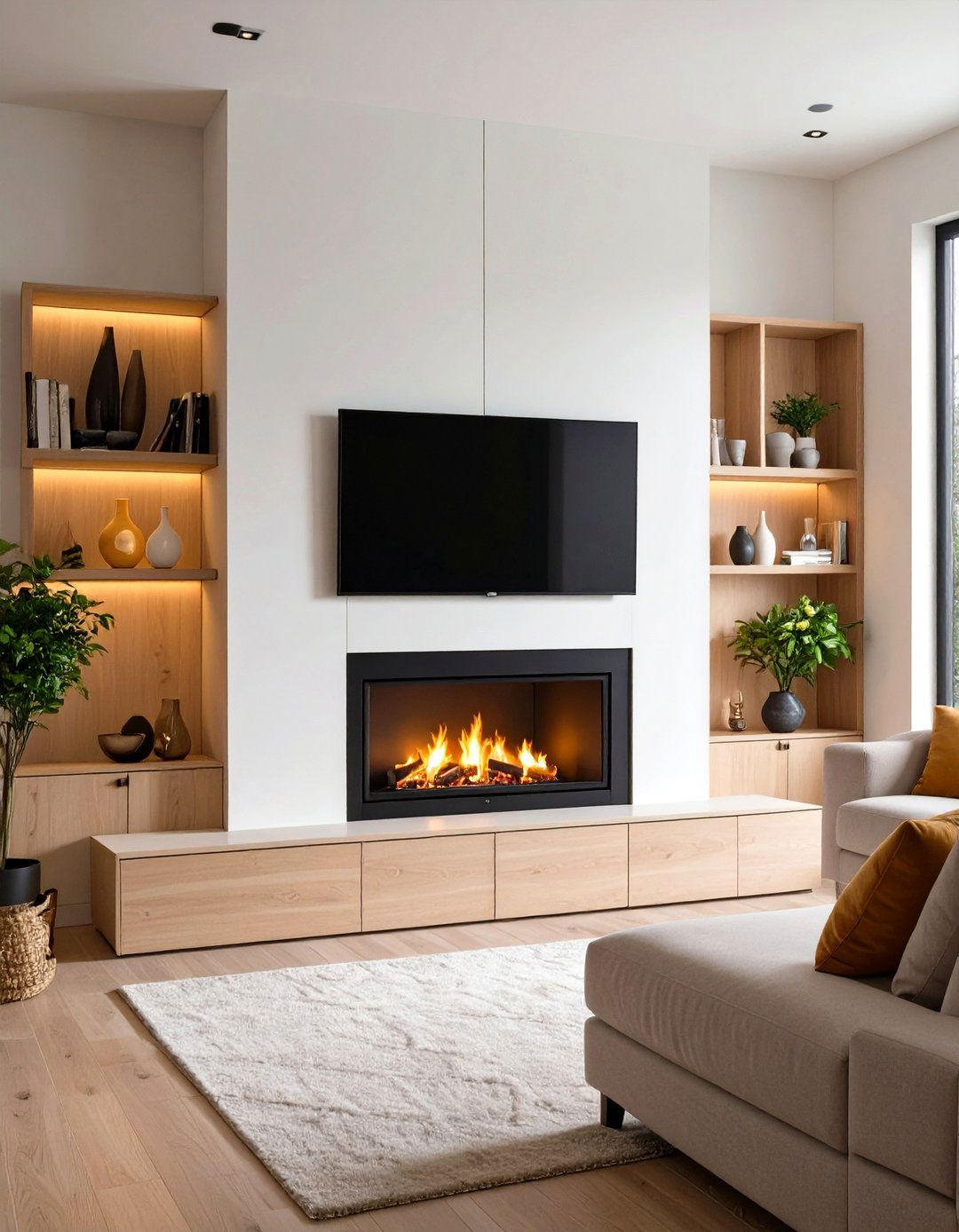 Gas Log Burner with Glass Doors - 20 Small Living Room Fireplace Ideas