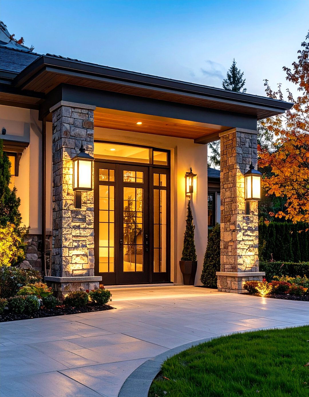 Gate Pillar Lantern Driveway Entry Lighting - 20 Driveway Lighting Ideas