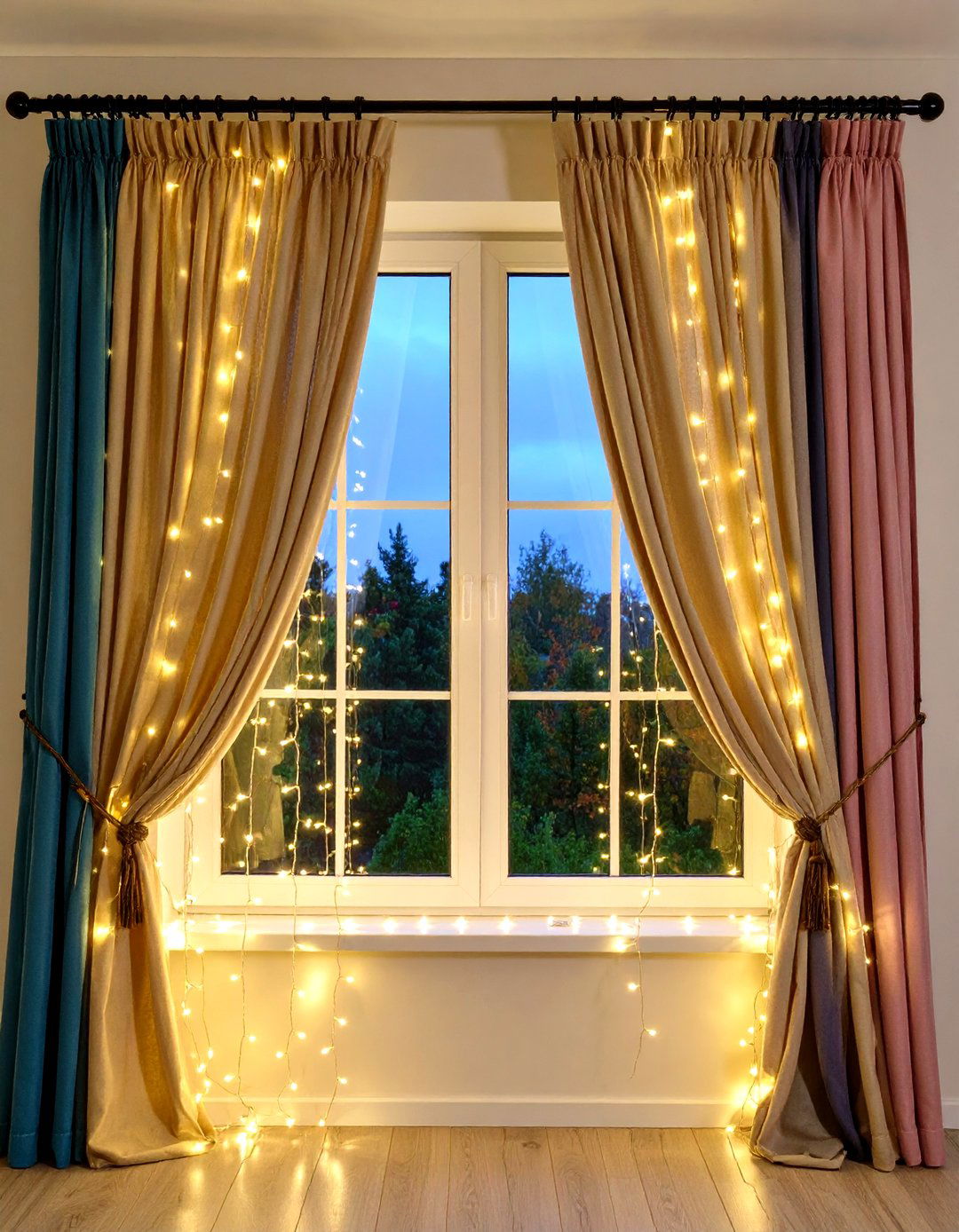 Gauzy Curtains Soften a Boho Dorm Room Window - 20 Boho Dorm Room Ideas