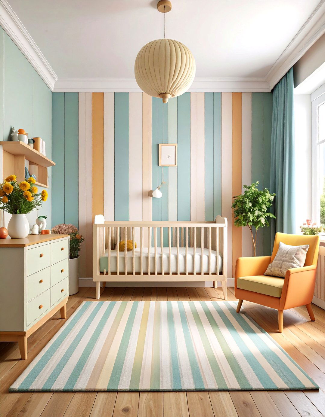 Gender Neutral Graphic Lines Wainscoting - 20 Wainscoting Nursery Ideas