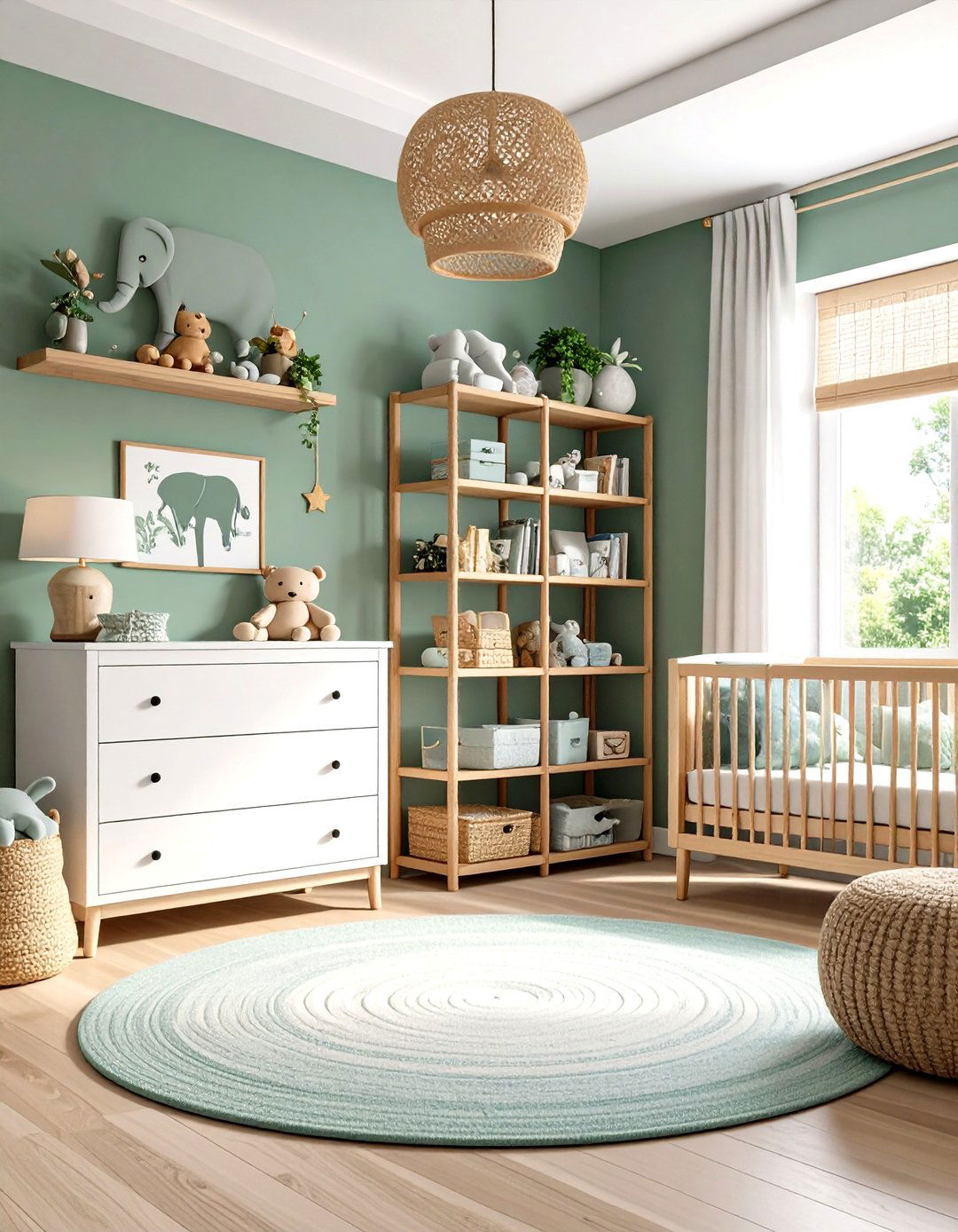 Gender Neutral Sage Green Elephant Space - 20 Elephant Nursery Ideas
