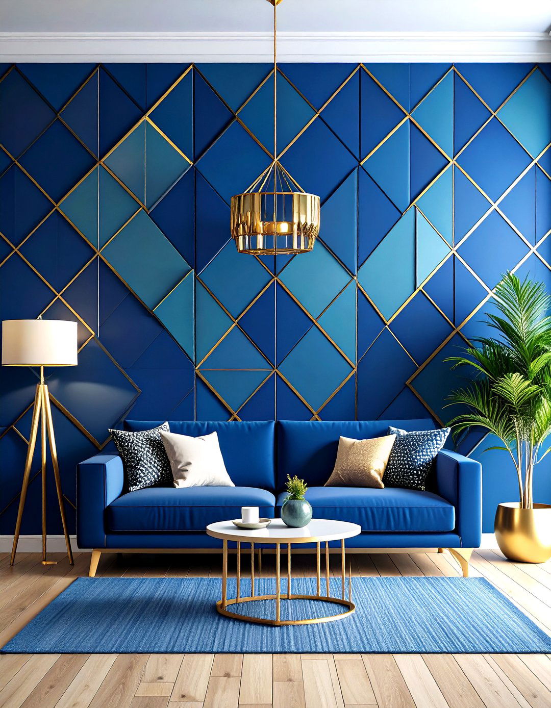 Geometric Blue Accent Wall Patterns - 20 Blue Accent Wall Ideas