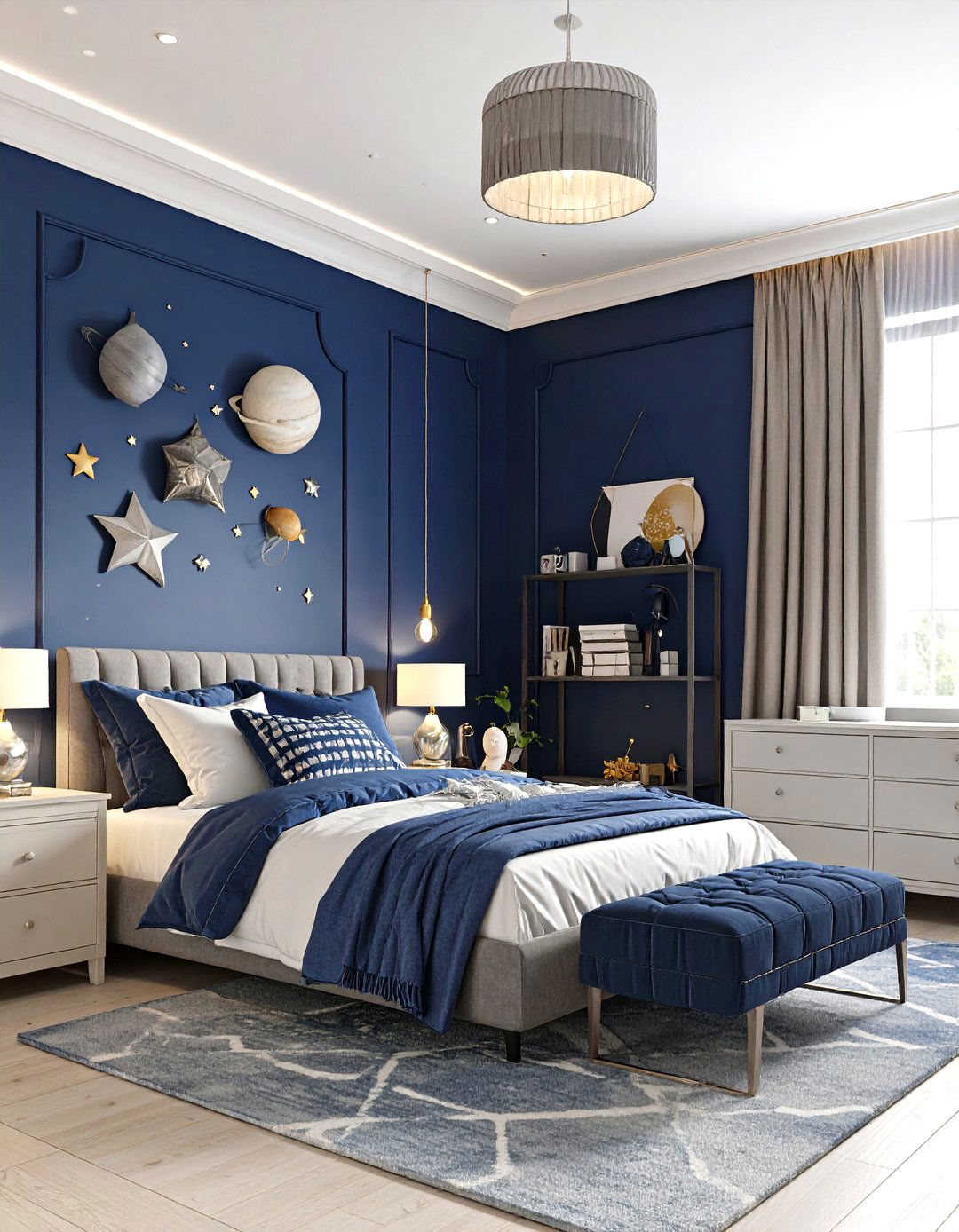 Geometric Boys Room Paint Design with Bold Colors - 20 Boys Room Paint Ideas