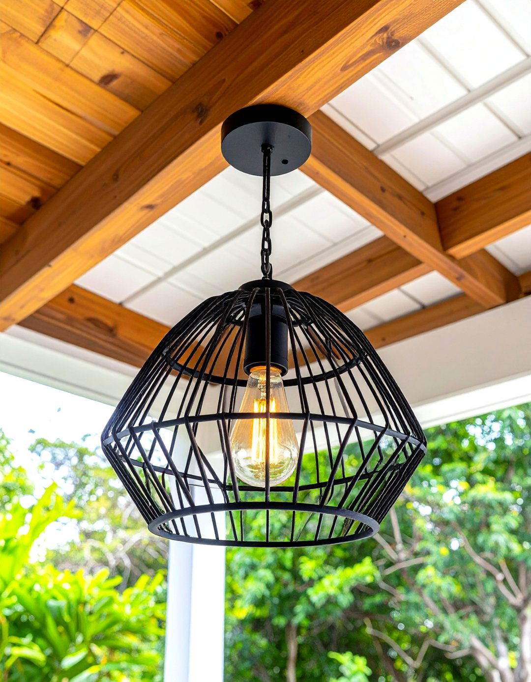 Geometric Cage Pendant Porch Lighting - 20 Front Porch Lighting Ideas