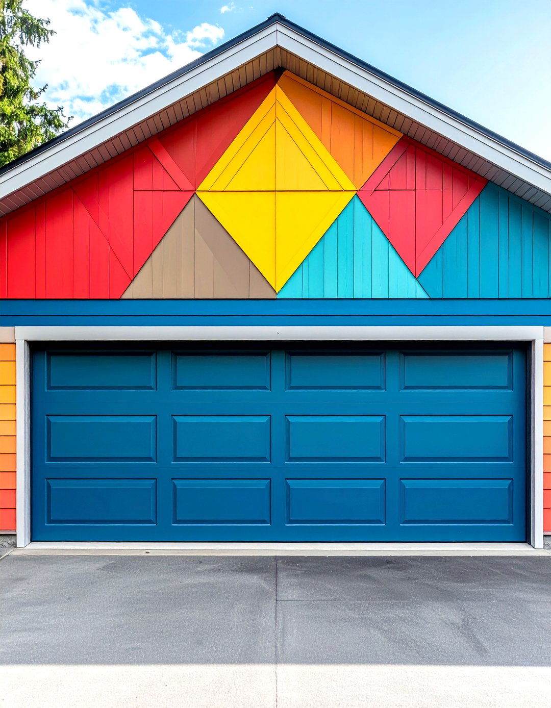 Geometric Color Block Garage Wall Paint - 20 Garage Wall Paint Ideas