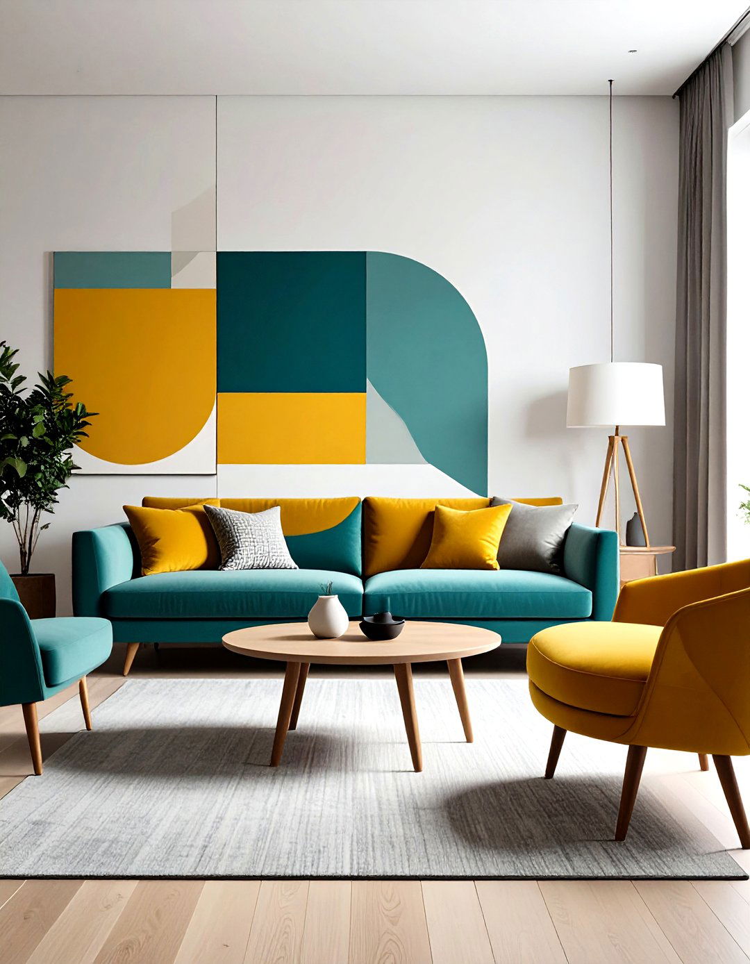 Geometric Color Blocking - 20 Two Tone Wall Paint Ideas