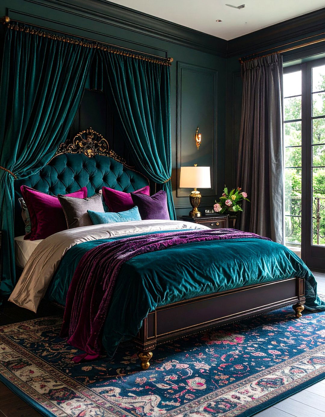 Geometric Color Blocking - 20 Teal and Pink Bedroom Ideas