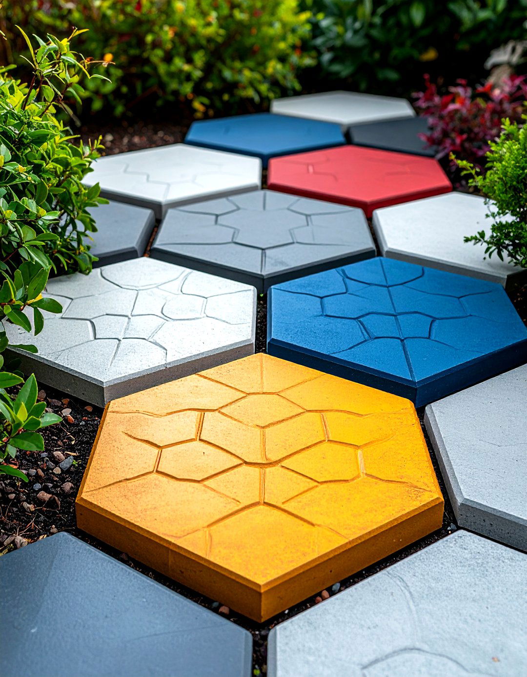 Geometric Concrete Stepping Pads - 20 Stepping Stone Walkway Ideas