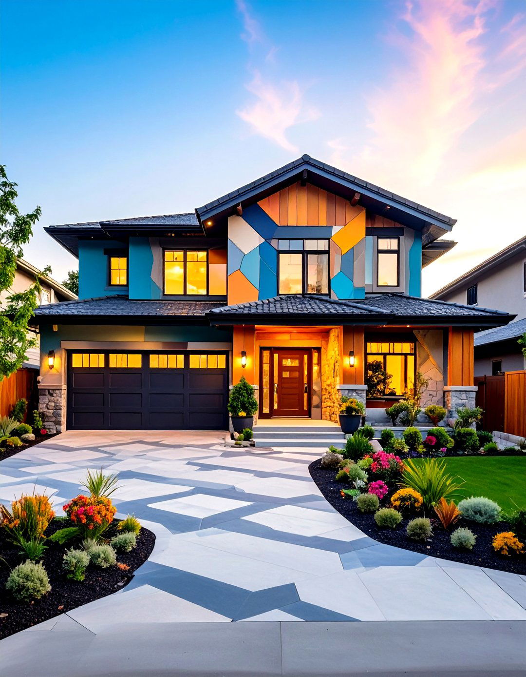Geometric Cut Stone Patterns - 20 Stone Exterior Home Ideas