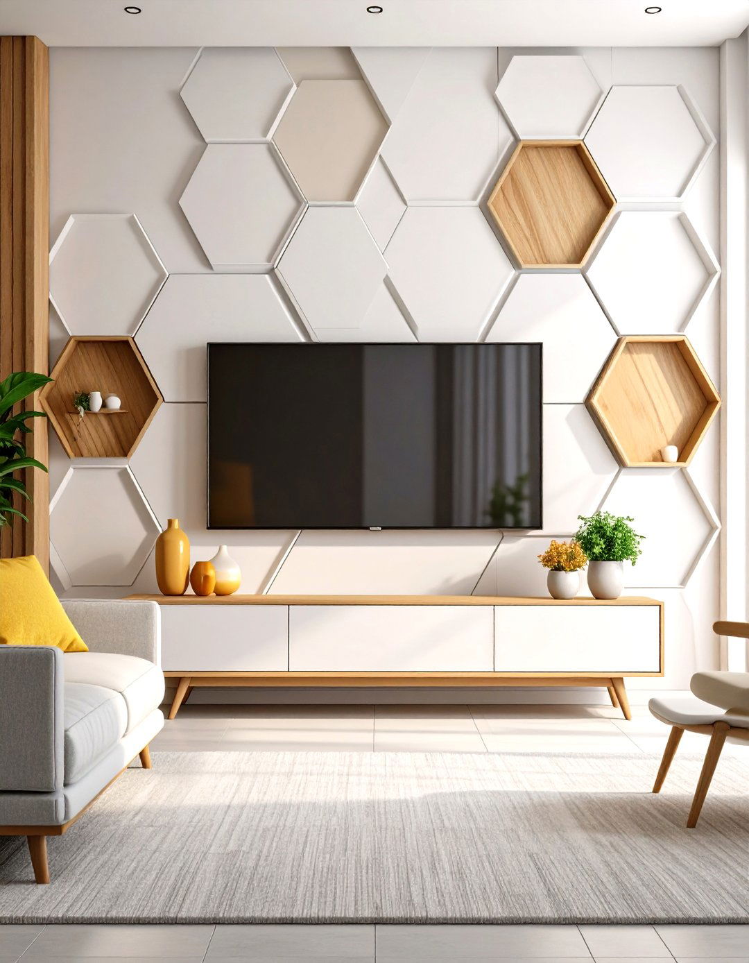 Geometric D Wall Panels - 20 Tv Wall Ideas