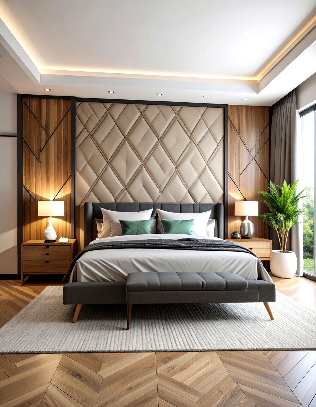 Geometric Diamond Wood Trim Accent Wall - 20 Wood Trim Accent Wall Ideas