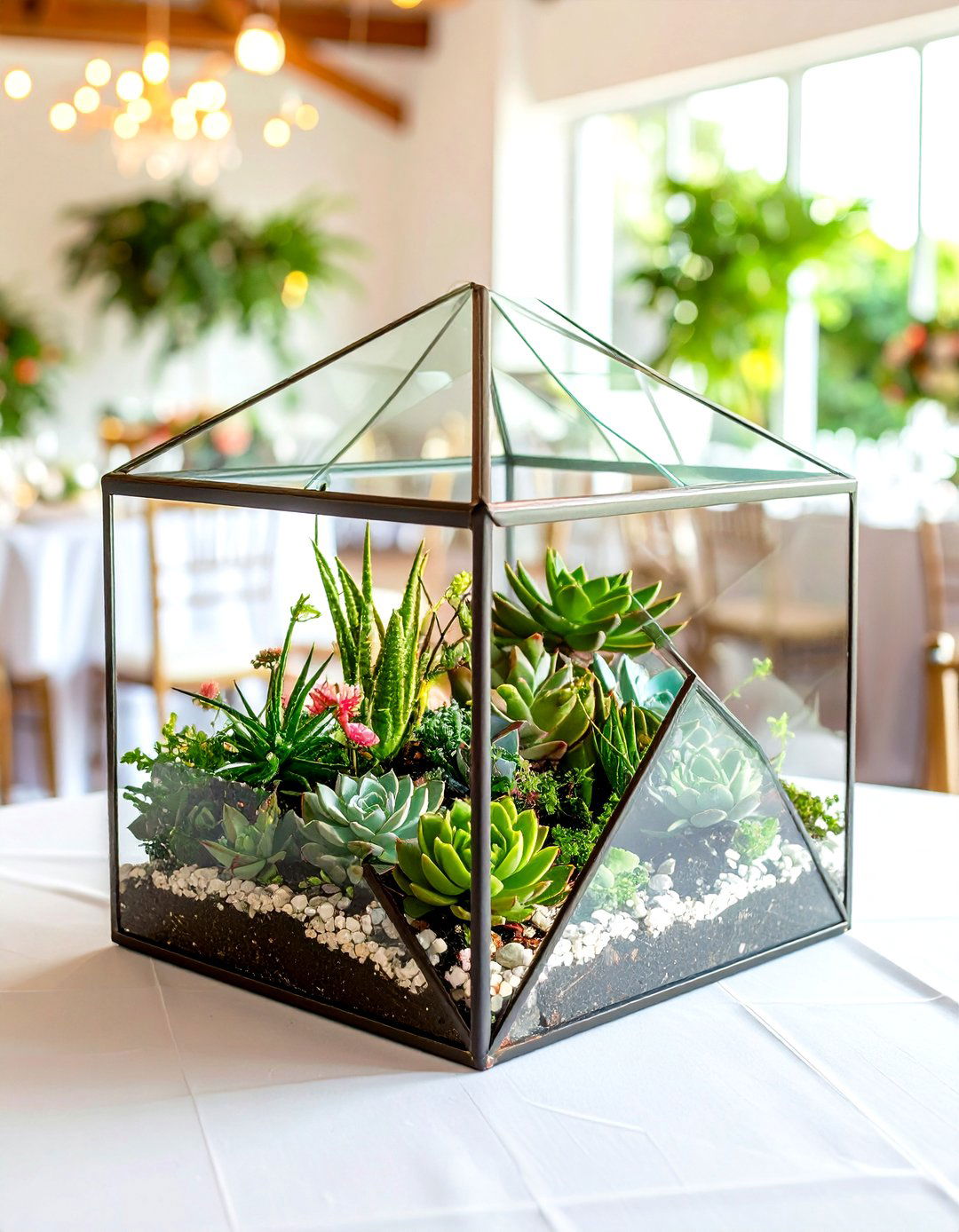 Geometric Glass Terrarium Wedding Card Box - 20 Wedding Card Box Ideas