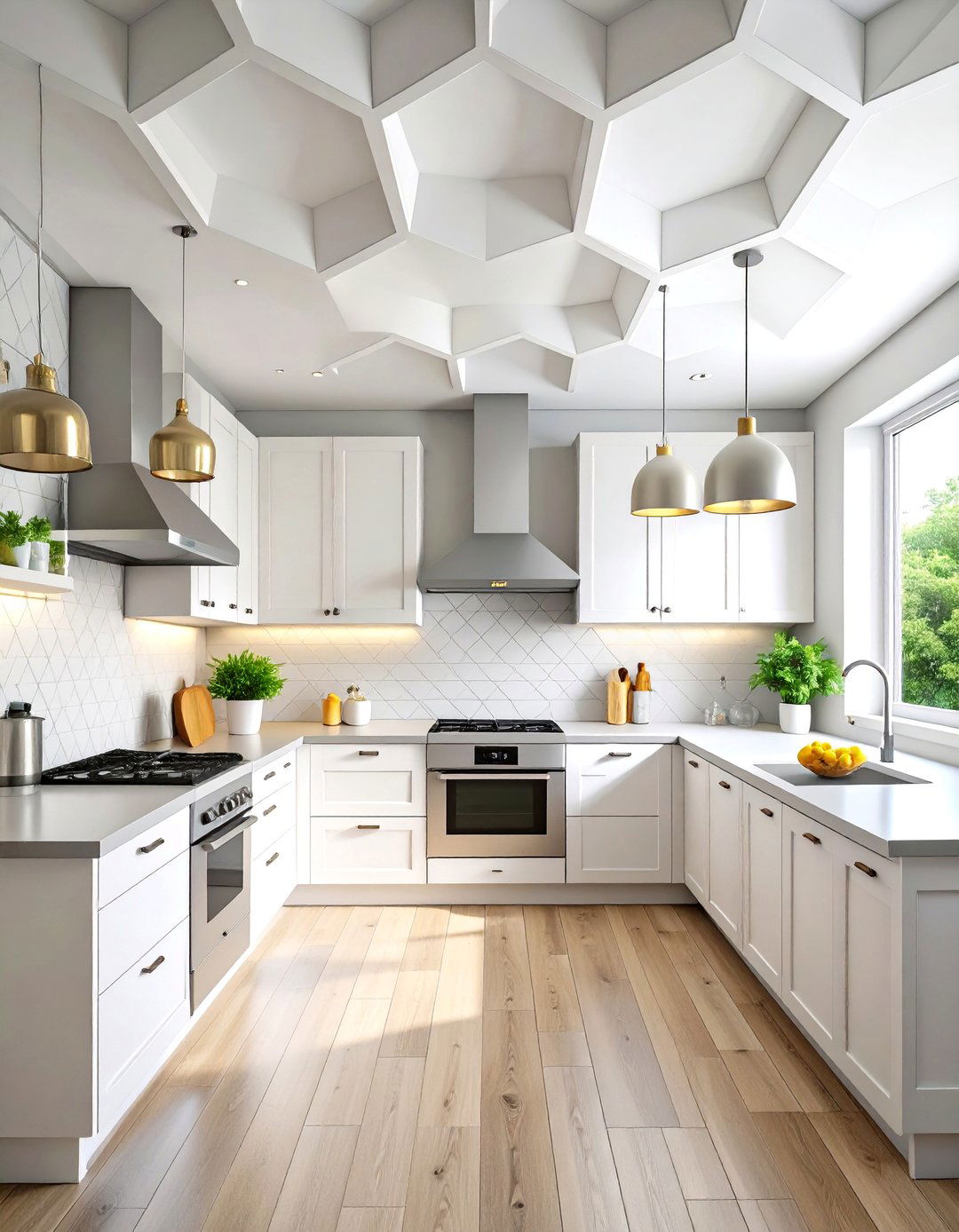 Geometric Kitchen Ceiling Pattern Design - 20 Kitchen Ceiling Ideas