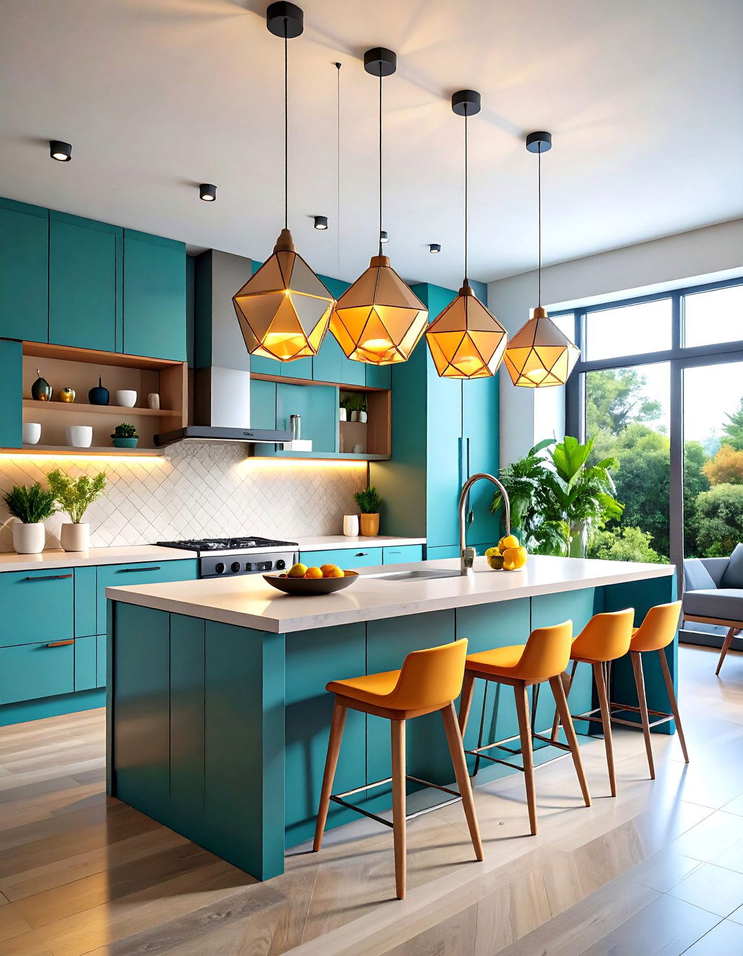 Geometric Kitchen Island Lighting with Contemporary Angular Designs - 20 Kitchen Island Lighting Ideas