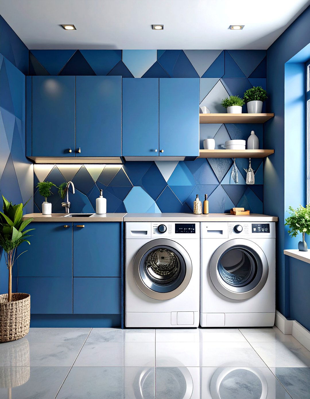 Geometric Laundry Room Wallpaper Sophistication - 20 Laundry Room Wallpaper Ideas