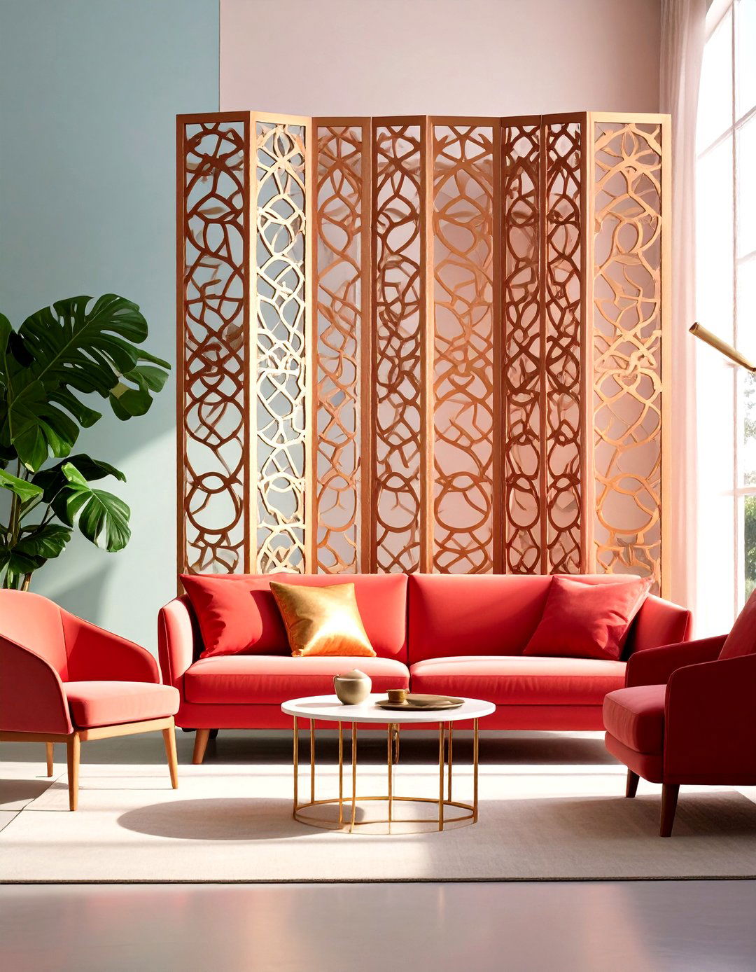 Geometric Metal Screen Room Divider Art Installation - 20 Room Divider Ideas