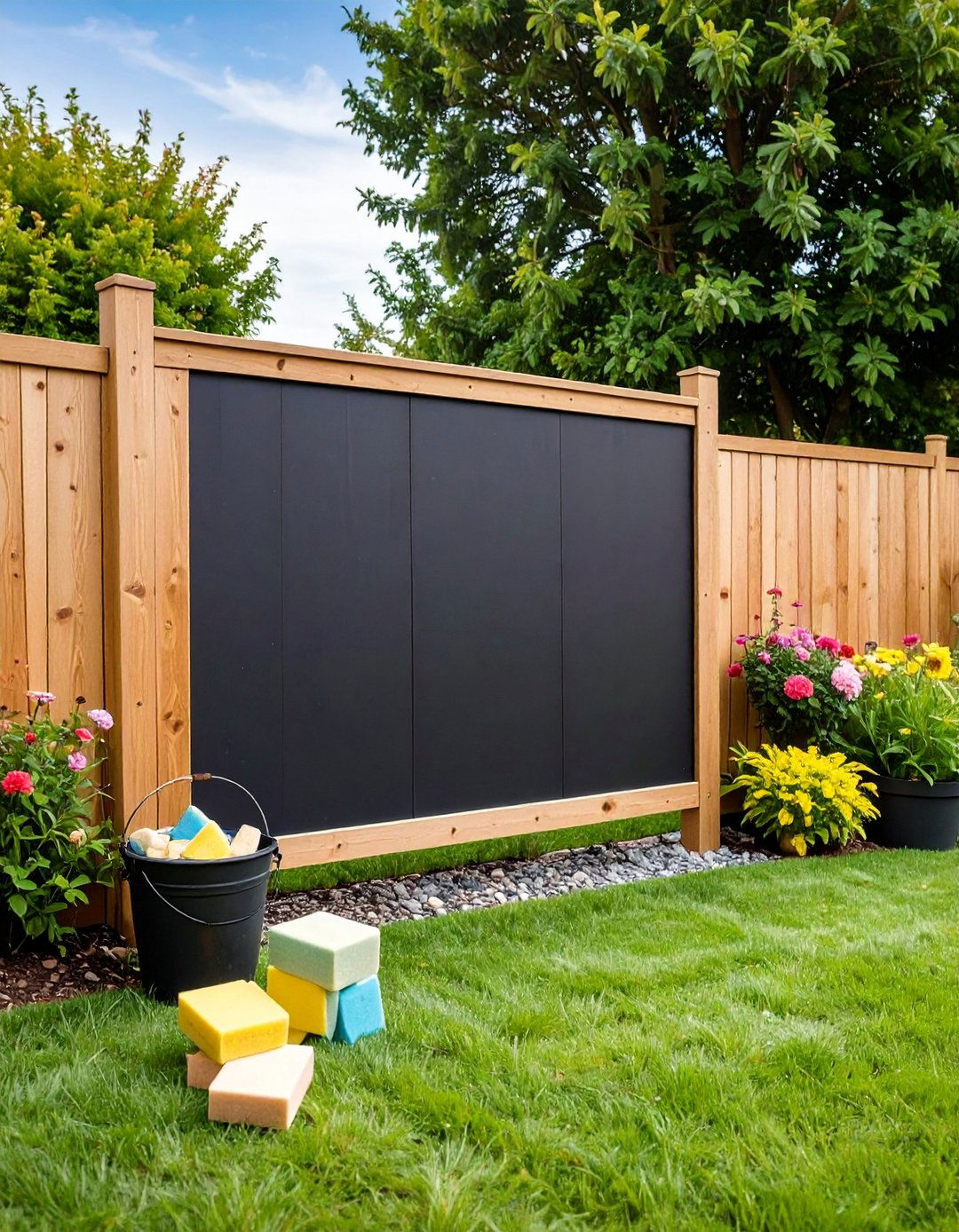 Geometric Mural Statement - 20 Fence Painting Ideas