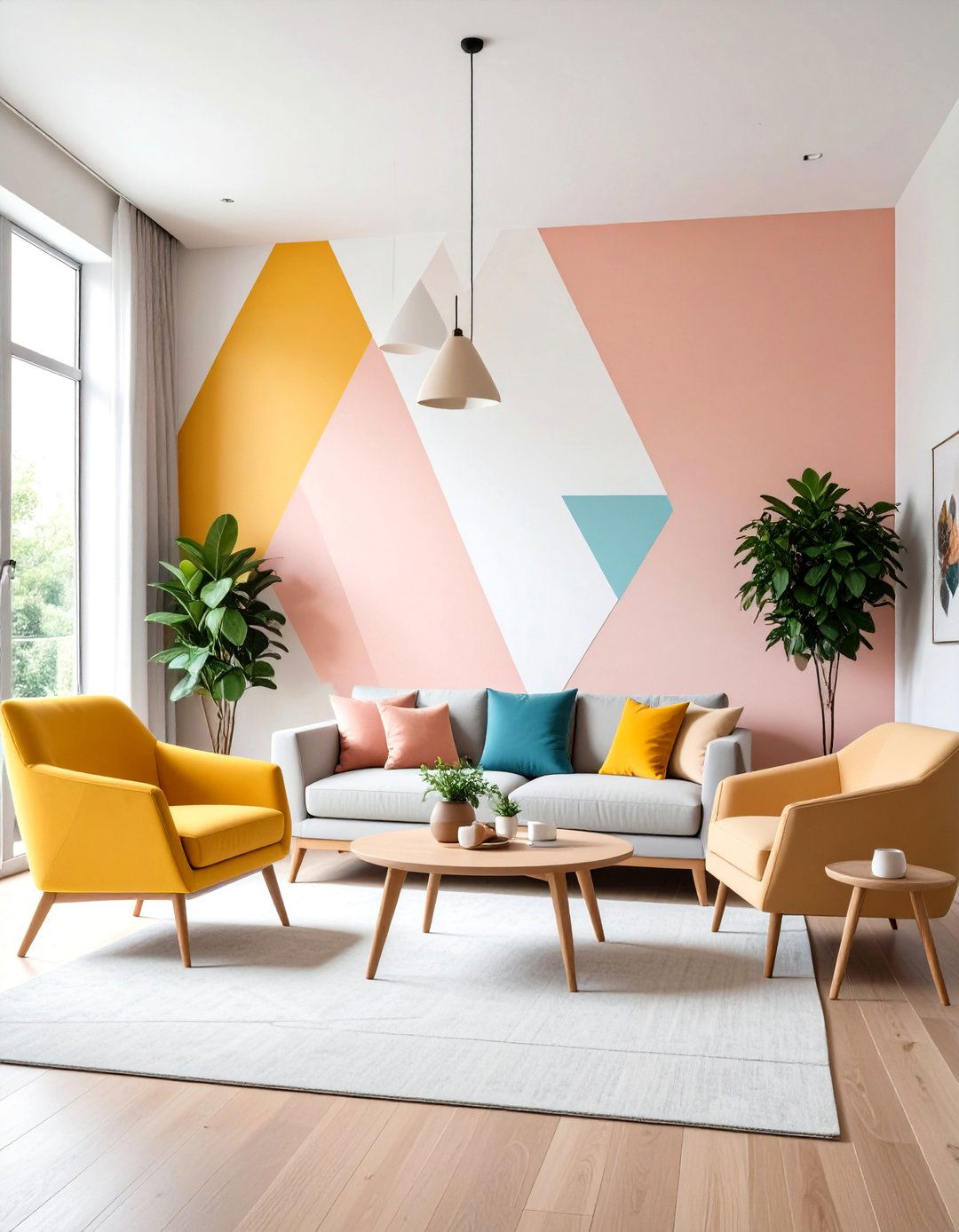 Geometric Painted Feature Wall - 20 Feature Wall Ideas