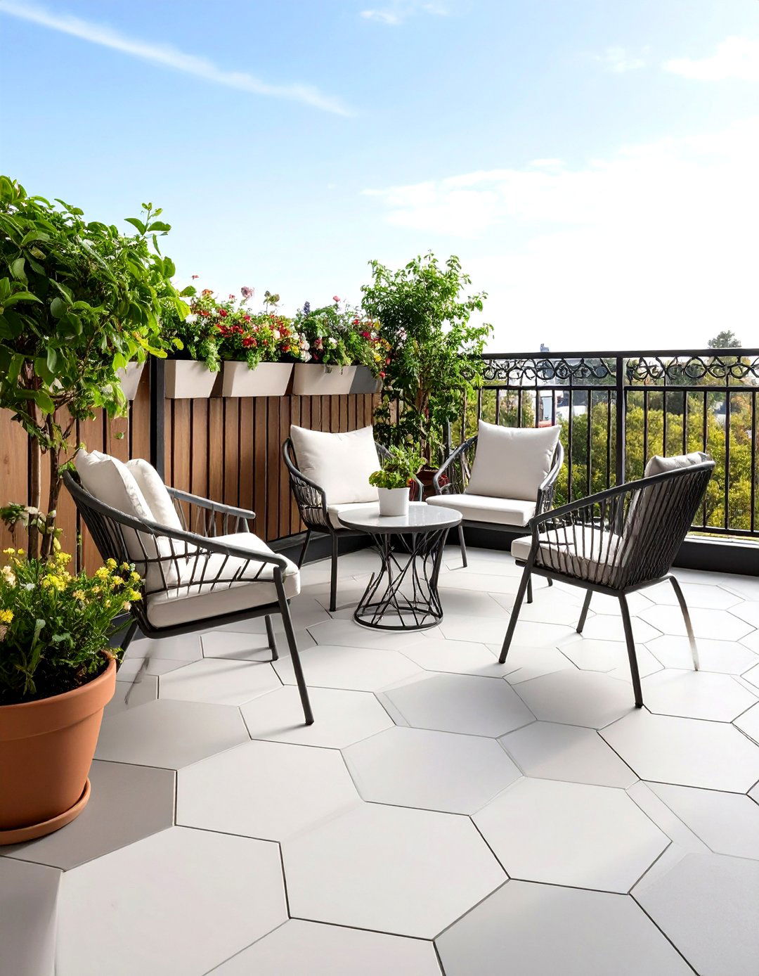 Geometric Pattern Balcony Tiles for Modern Flair - 20 Balcony Tiles Ideas