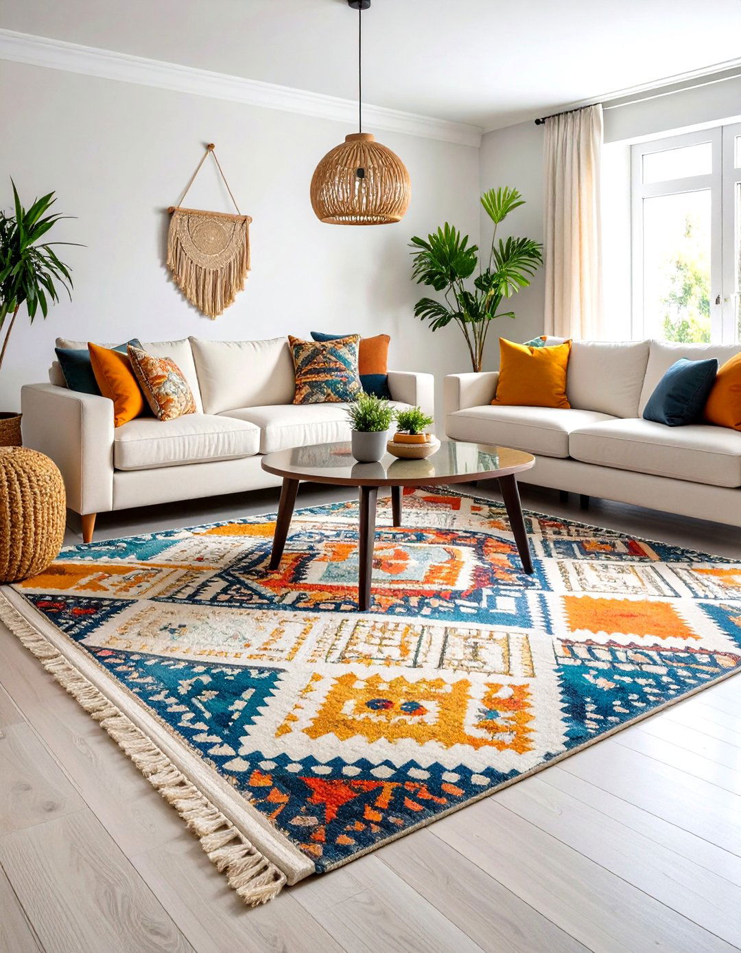 Geometric Pattern Boho Rug - 20 Boho Rug Ideas