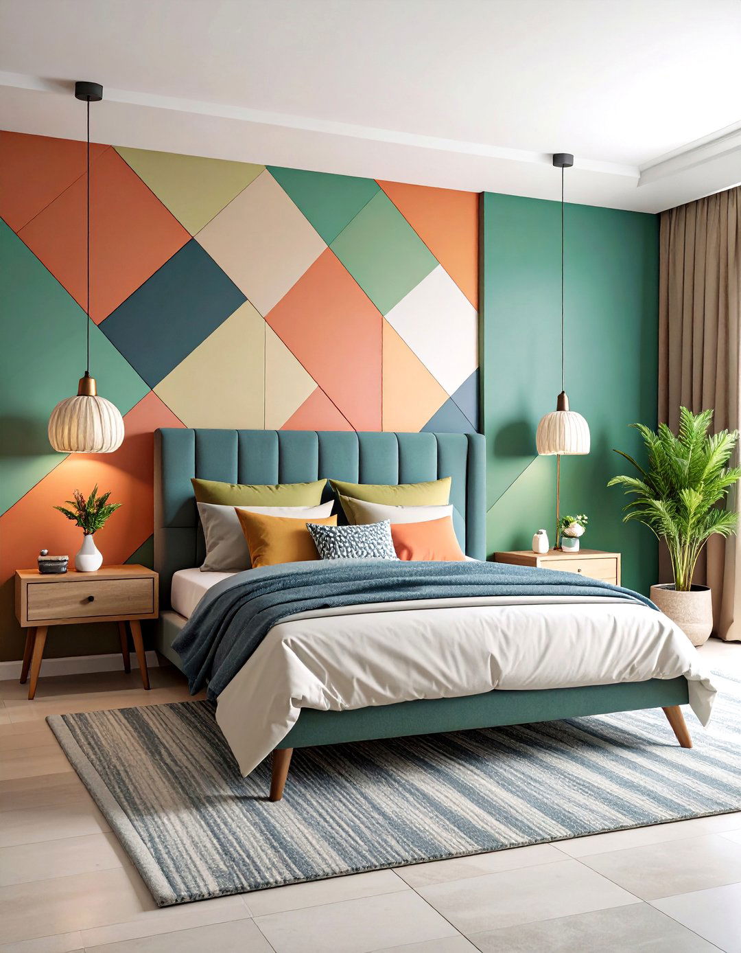 Geometric Pattern Colorful Bedroom Ideas - 20 Colorful Bedroom Ideas