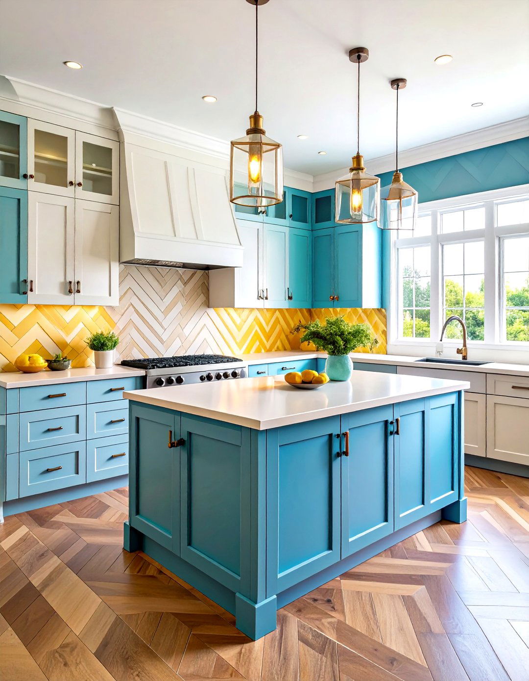 Geometric Pattern Kitchen Wainscoting with Modern Angles - 20 Kitchen Wainscoting Ideas