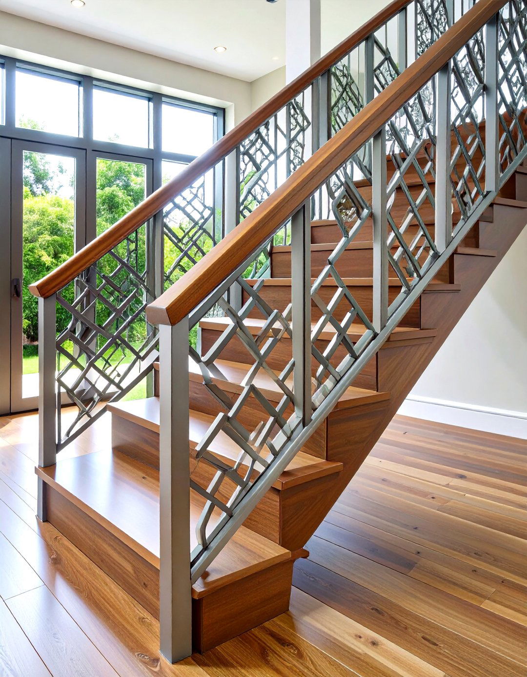Geometric Pattern Metal Stair Railing - 20 Stair Railing Ideas
