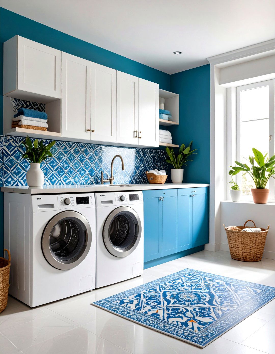 Geometric Pattern Moroccan Laundry Room Backsplash - 20 Laundry Room Backsplash Ideas