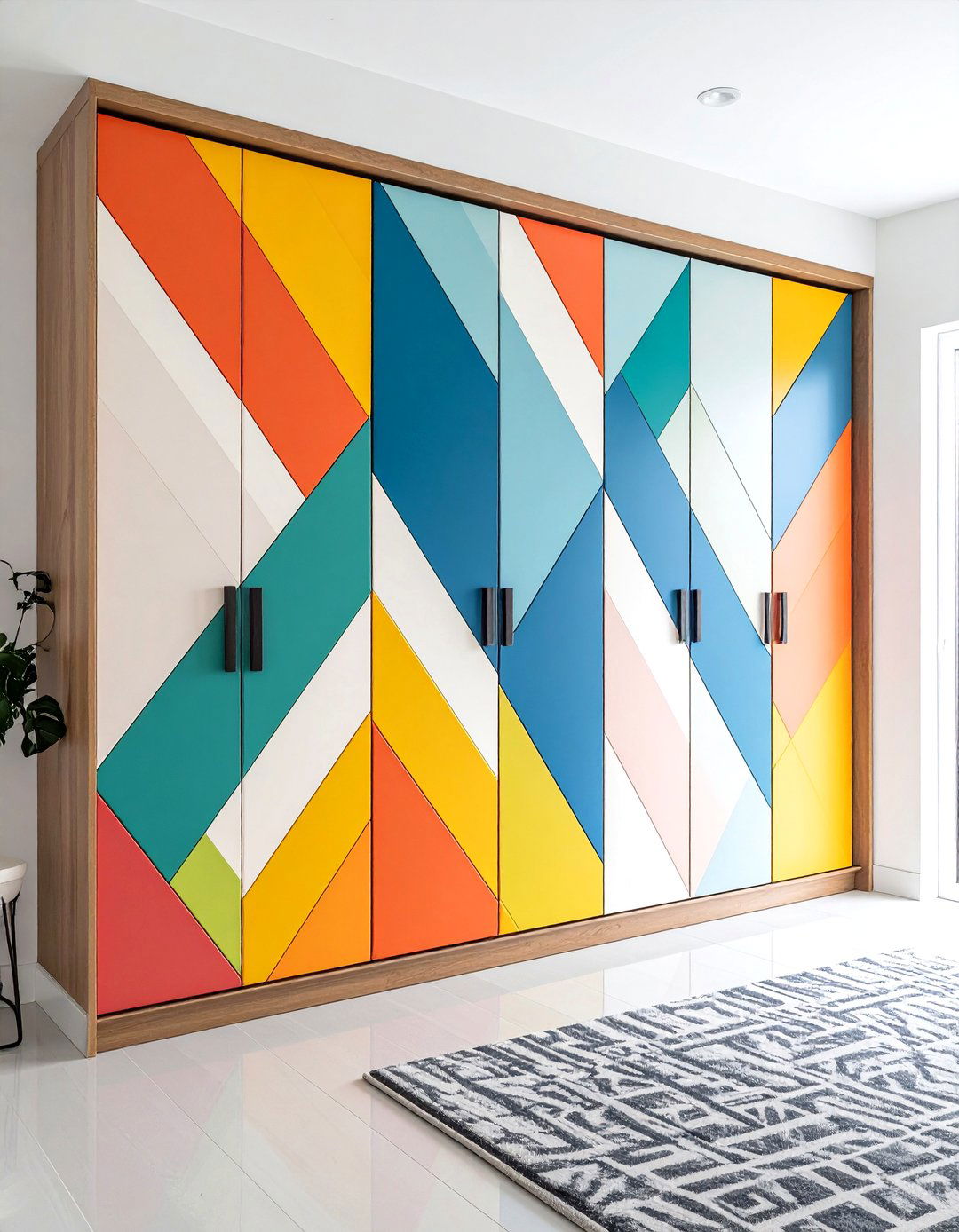 Geometric Pattern Painted Closet Doors - 20 closet door ideas